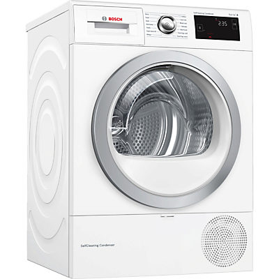 Bosch WTW87660GB Condenser Tumble Dryer with Heat Pump, 8kg Load, A+++ Energy Rating, White Bosch WTW87660GB Condenser Tumble Dryer with Heat Pump, 8kg Load, A+++ Energy Rating, White